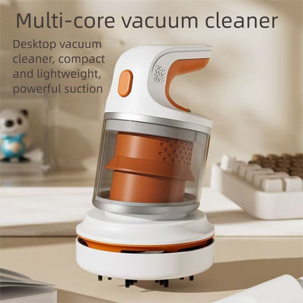 Green Compact Desktop Vacuum Cleaner – Cordless Handheld Dust Remover for Office, Keyboard, Car & Home Use with Dual Suction Modes and USB Charging.