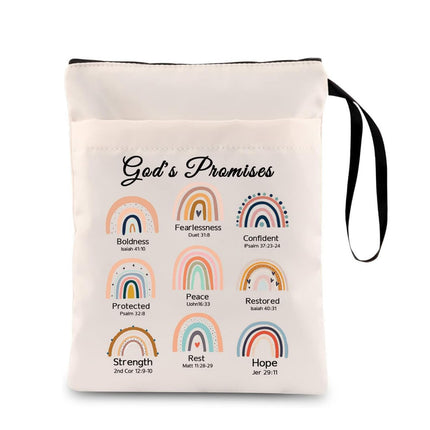 Rainbow Zippered Book Sleeve with Printed Design – Waterproof Protective Cover for Books, Ideal for Readers and Students with Extra Pocket & Carry Strap.