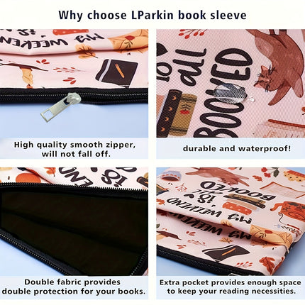 Daisy Zippered Book Sleeve with Printed Design – Waterproof Protective Cover for Books, Ideal for Readers and Students with Extra Pocket & Carry Strap.