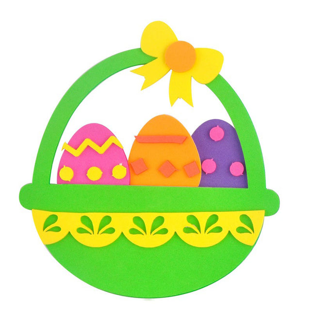 5-Pack Green Easter egg Easter EVA Craft Basket Kit – DIY Creative Art & Craft Supplies for Kids, Perfect for Parent-Child Activities and Holiday Decorations.