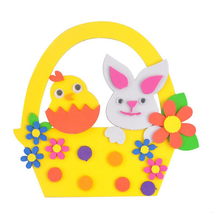 5-Pack The Chick and the Rabbit Easter EVA Craft Basket Kit – DIY Creative Art & Craft Supplies for Kids, Perfect for Parent-Child Activities and Holiday Decorations.