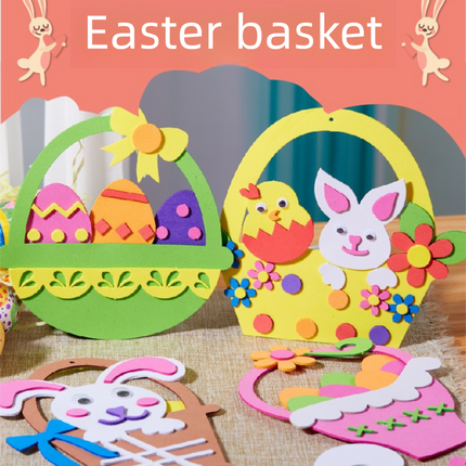 5-Pack The Chick and the Rabbit Easter EVA Craft Basket Kit – DIY Creative Art & Craft Supplies for Kids, Perfect for Parent-Child Activities and Holiday Decorations.
