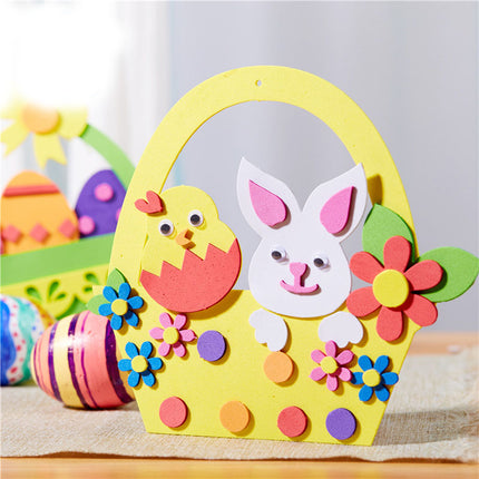 5-Pack The Chick and the Rabbit Easter EVA Craft Basket Kit – DIY Creative Art & Craft Supplies for Kids, Perfect for Parent-Child Activities and Holiday Decorations.