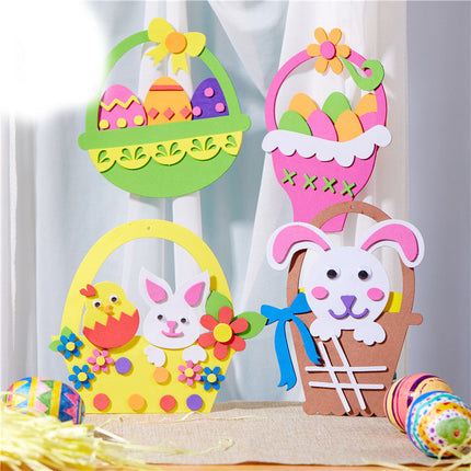 5-Pack The Chick and the Rabbit Easter EVA Craft Basket Kit – DIY Creative Art & Craft Supplies for Kids, Perfect for Parent-Child Activities and Holiday Decorations.
