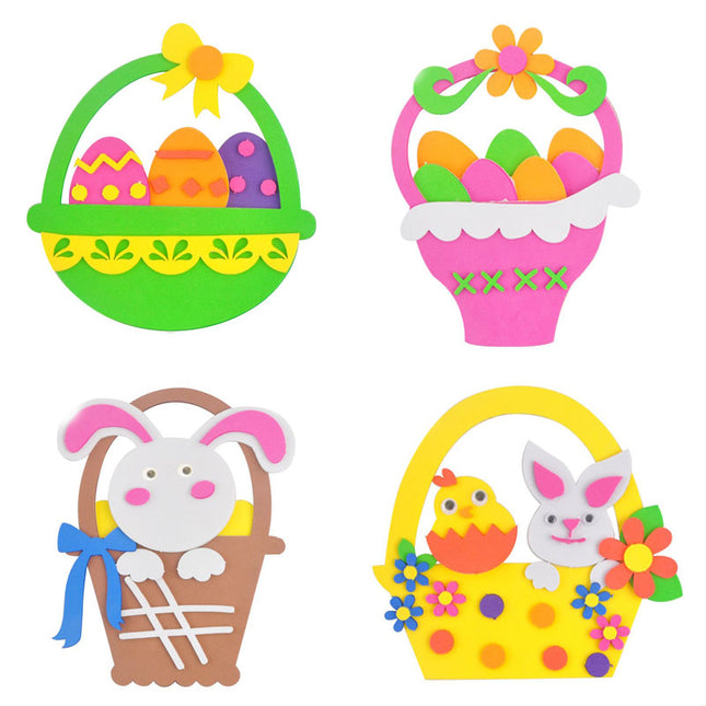 4-Pack Easter EVA Craft Basket Kit – DIY Decorative Set for Kids, Perfect for Holiday Crafts, Classroom Activities & Parent-Child Projects.