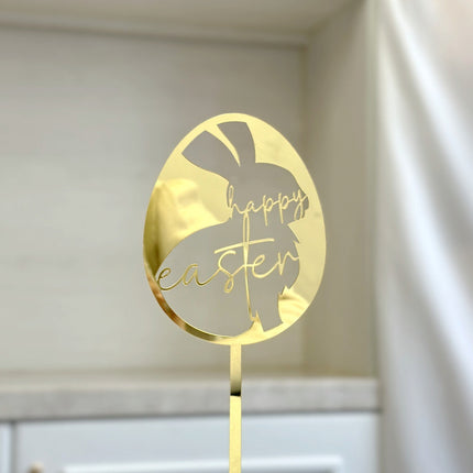 10-Piece Set of Elegant Easter Cake Toppers – Gold Acrylic "Happy Easter" Decorations with Bunny & Egg Designs, Perfect for Party Cakes and Festive Table Settings(Style 2).