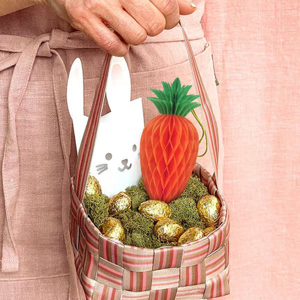 Easter Carrot Honeycomb Decorations – 10-Piece Set of 15cm Paper Carrots, Hanging Ornaments for Party and Home Decoration.
