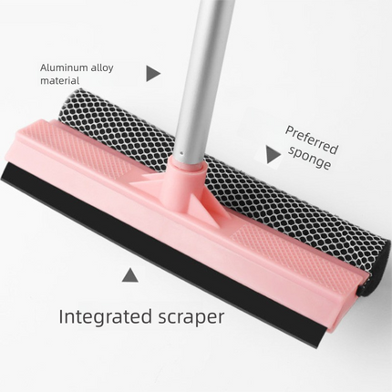 Green Home Window Cleaner – Adjustable Aluminum Alloy Glass Scraper with Dual-Sided Sponge and Rubber Blade, Easy-to-Use Window Cleaning Tool.