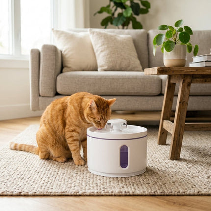 White New Pet Water Fountain – 3L Automatic Circulating Water Dispenser, Quiet Operation, Non-Wet Mouth Design for Cats and Dogs.