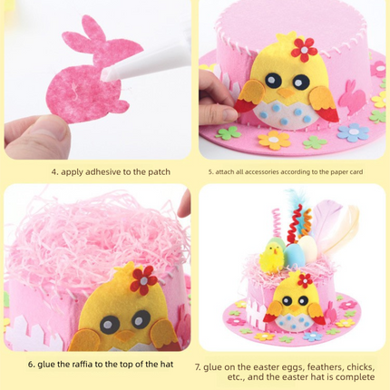 Blue DIY Easter Hat Craft Kit – Kids’ Handmade Decoration Set with Accessories for Easter Parties, School Activities and Home Crafts.