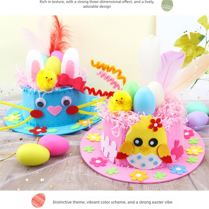 Blue DIY Easter Hat Craft Kit – Kids’ Handmade Decoration Set with Accessories for Easter Parties, School Activities and Home Crafts.