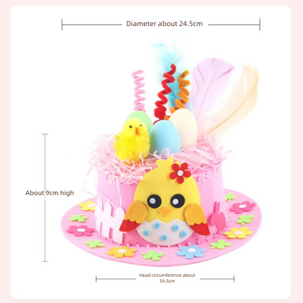 Blue DIY Easter Hat Craft Kit – Kids’ Handmade Decoration Set with Accessories for Easter Parties, School Activities and Home Crafts.