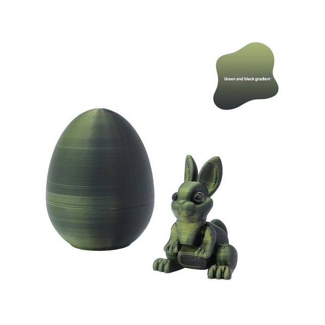 3-Piece Black-to-green gradient Easter Surprise Egg Set – Identical Interactive Figurines with Hinged Shell, Collectible Holiday Display Toy.