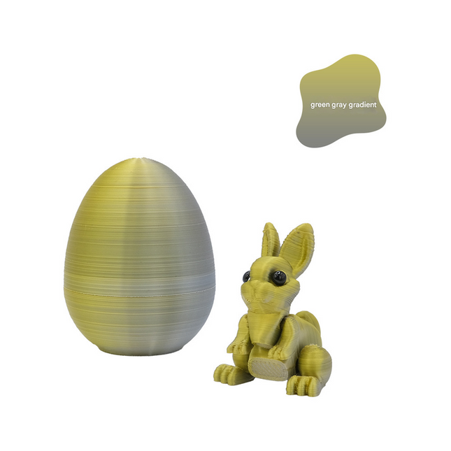 3-Piece Green-to-grey gradient Easter Surprise Egg Set – Identical Interactive Figurines with Hinged Shell, Collectible Holiday Display Toy.