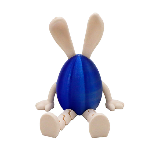 3-Piece Blue-silver gradient Easter Figurine Set – Identical Poseable Egg-Shaped Toys for Holiday Display and Interactive Play.