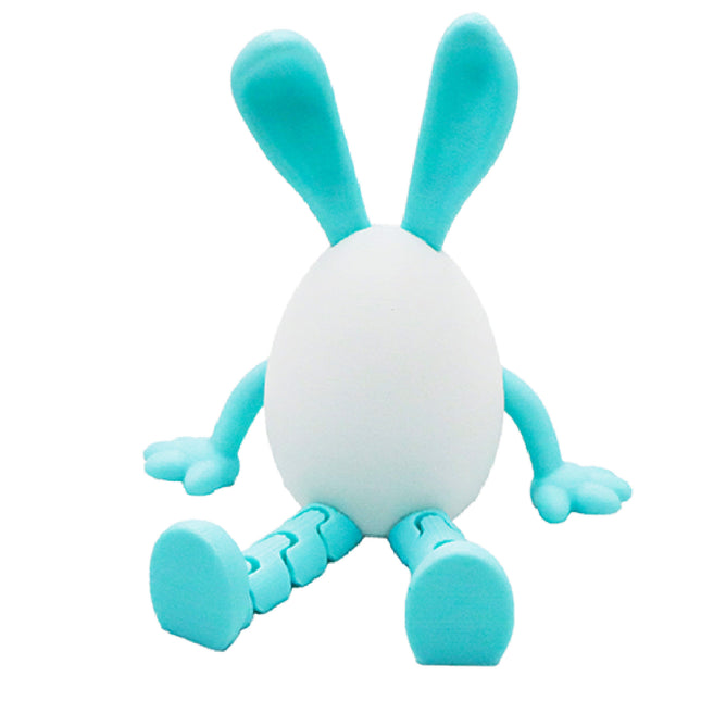 3-Piece Blue rabbit-ear white egg Easter Figurine Set – Identical Poseable Egg-Shaped Toys for Holiday Display and Interactive Play.