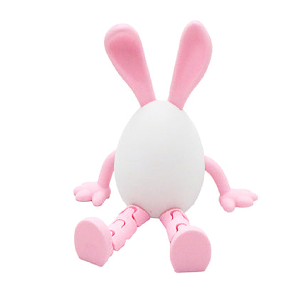 3-Piece Pink rabbit-ear white egg Easter Figurine Set – Identical Poseable Egg-Shaped Toys for Holiday Display and Interactive Play.