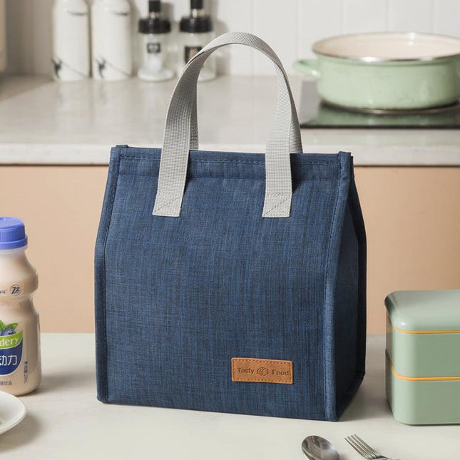 2-Piece navy blue Vertical Lunch Tote Set – Compact Insulated Meal Bag with Large Capacity and Durable Handle for Daily Use.