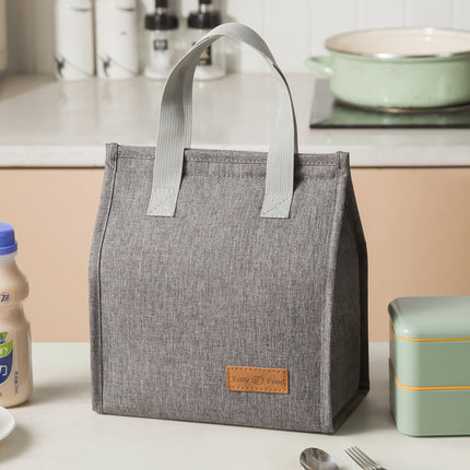 2-Piece Grey Vertical Lunch Tote Set – Compact Insulated Meal Bag with Large Capacity and Durable Handle for Daily Use.