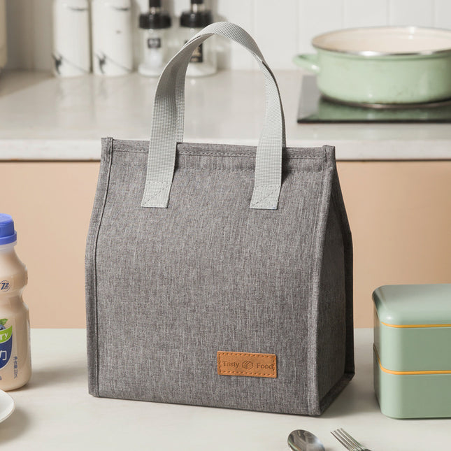 2-Piece Grey Vertical Lunch Tote Set – Compact Insulated Meal Bag with Large Capacity and Durable Handle for Daily Use.