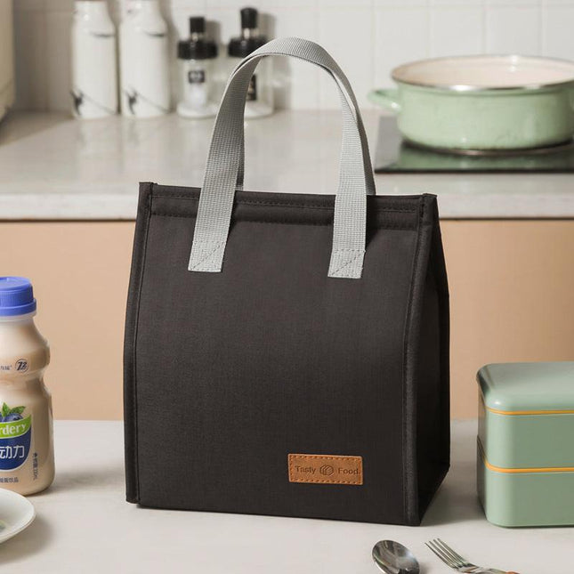 2-Piece Black Vertical Lunch Tote Set – Compact Insulated Meal Bag with Large Capacity and Durable Handle for Daily Use.
