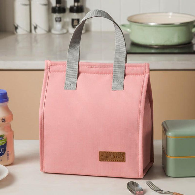 2-Piece Pink Vertical Lunch Tote Set – Compact Insulated Meal Bag with Large Capacity and Durable Handle for Daily Use.