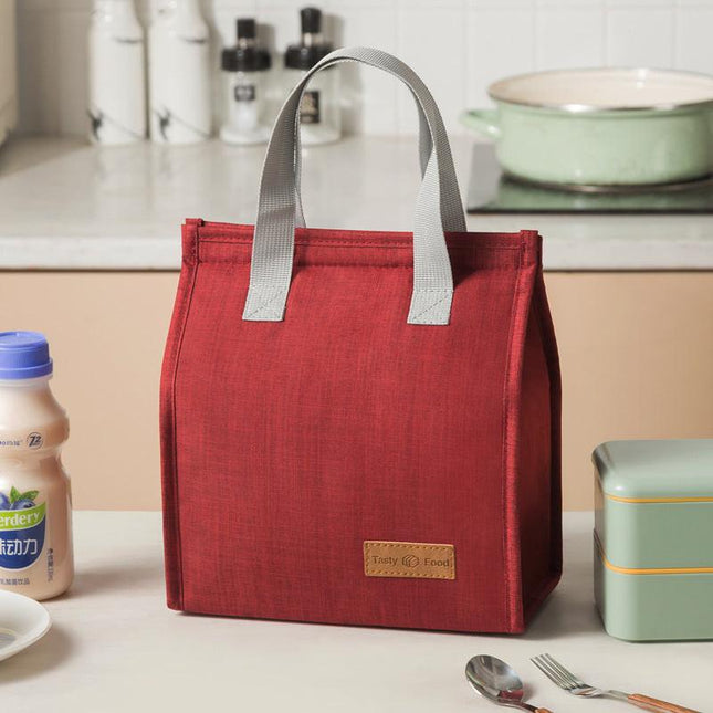2-Piece Wine red Vertical Lunch Tote Set – Compact Insulated Meal Bag with Large Capacity and Durable Handle for Daily Use.