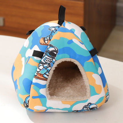 Graffiti Space Soft Shelter for Small Mammals – Hanging & Floor Use, Waterproof Surface, Easy Clean(Size: S).