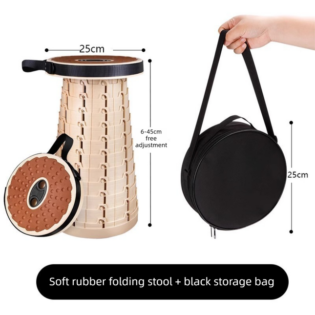 Adjustable Folding Stool – Portable, Height-Regulatable Seat with Carry Bag for Outdoor Use.