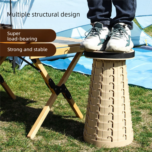 Adjustable Folding Stool – Portable, Height-Regulatable Seat with Carry Bag for Outdoor Use.