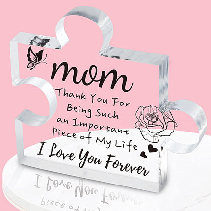 Interlocking Puzzle-Shaped Desktop Decor – 10.5cm Square Display Piece for Home or Gifting(Mom).