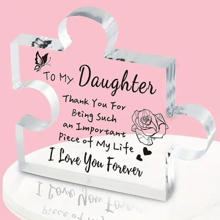 Interlocking Puzzle-Shaped Desktop Decor – 10.5cm Square Display Piece for Home or Gifting(Daughter).