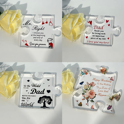 Interlocking Puzzle-Shaped Desktop Decor – 10.5cm Square Display Piece for Home or Gifting(Sister).