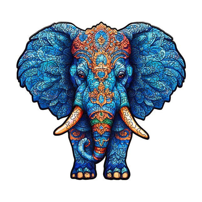 Irregular-Shaped Puzzle – A3 Size (33×43cm), 210-Piece Design, 4mm Thickness, Compact Packaging(Glacier Blue Elephant).