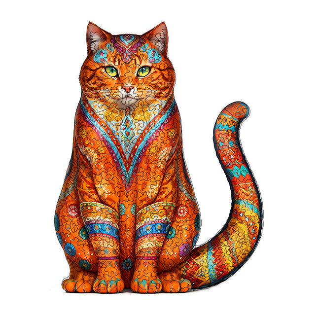 Irregular-Shaped Puzzle – A3 Size (33×43cm), 210-Piece Design, 4mm Thickness, Compact Packaging(Colourful Ceramic Cat).
