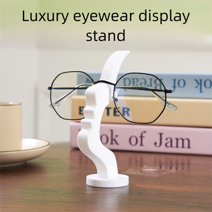 2-Pack White Desktop Eyeglass Holder – Minimalist Design for Home or Office, Stable Display Stand with Rounded Base.