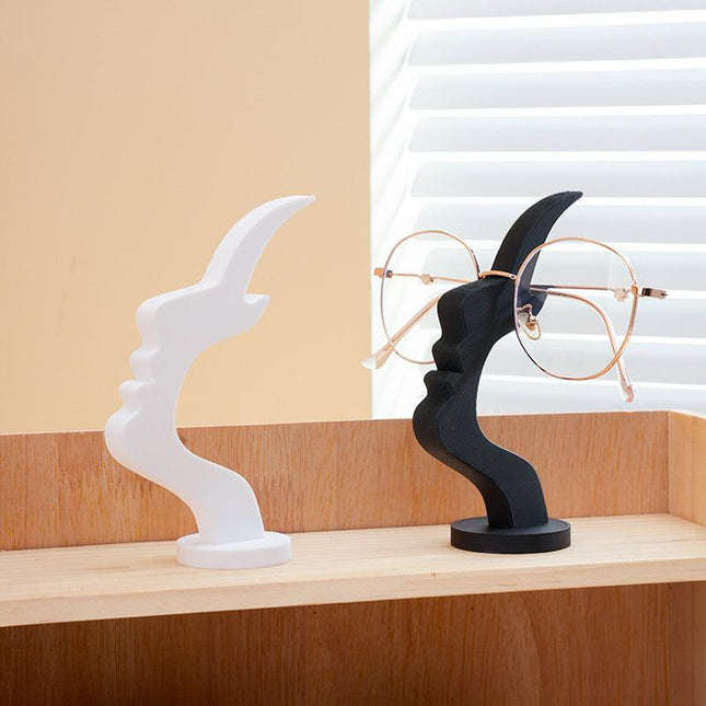 Black and white two pieces Desktop Eyeglass Holder – Minimalist Design for Home or Office, Stable Display Stand with Rounded Base.