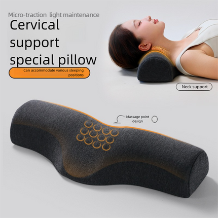 Dark gray Cervical Support Pillow – Memory Foam Core with Ergonomic Design for Neck Pain Relief and Deep Sleep(Ice Silk Style).