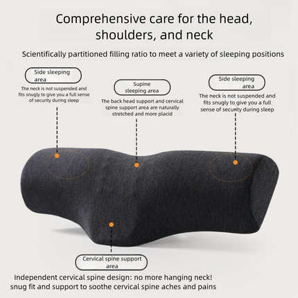 Dark gray Cervical Support Pillow – Memory Foam Core with Ergonomic Design for Neck Pain Relief and Deep Sleep(Ice Silk Style).