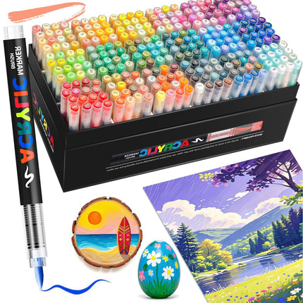 Acrylic Brush Marker – 24-Pack, Water-Based Ink, Flexible Tip, for Multi-Surface Art and Labeling.