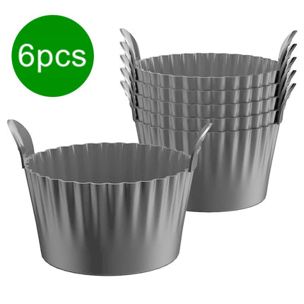 Grey Silicone Egg Poaching Mold – 6-Pack, Heat-Resistant, with Side Handles for Air Fryer, Oven, Microwave and Multi-Cooker Use.