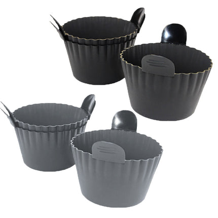 Silicone Egg Poaching Mold – 6-Pack (3 Gray + 3 Black), Heat-Resistant with Side Handles for Air Fryer, Oven and Microwave.