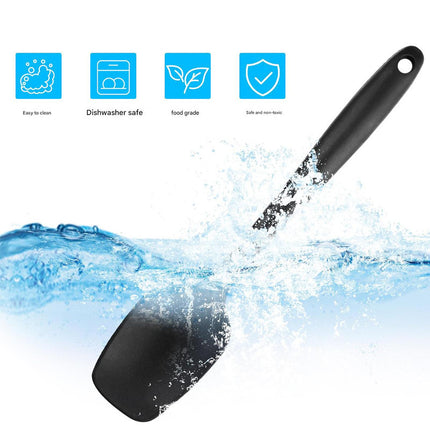 6-Piece Black Silicone Spatula Set – Heat-Resistant, Non-Scratch Kitchen Tools with Integrated Metal Reinforcement, Dishwasher Safe, for Cooking, Mixing, and Baking.
