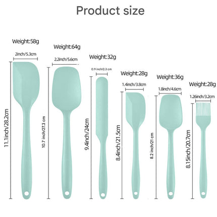 6-Piece Black Silicone Spatula Set – Heat-Resistant, Non-Scratch Kitchen Tools with Integrated Metal Reinforcement, Dishwasher Safe, for Cooking, Mixing, and Baking.
