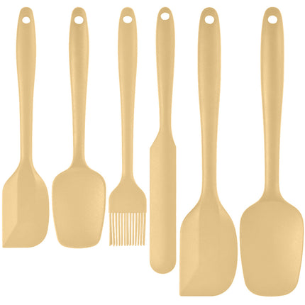 6-Piece Yellow Silicone Spatula Set – Heat-Resistant, Non-Scratch Kitchen Tools with Integrated Metal Reinforcement, Dishwasher Safe, for Cooking, Mixing, and Baking.