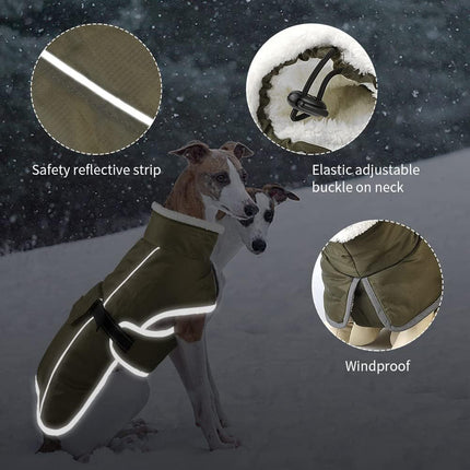 Blue Dog Winter Jacket – Warm, Windproof & Waterproof Pet Coat with Fleece Lining and Reflective Strips for Cold Weather(Size: L).