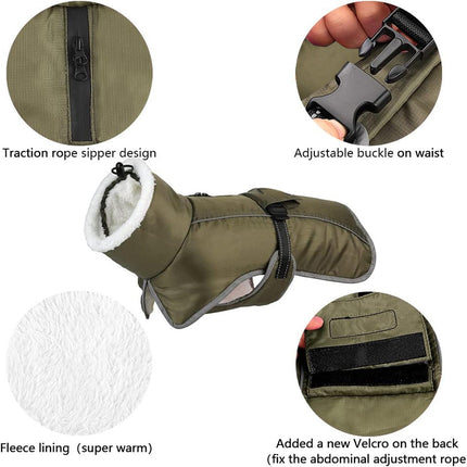 Blue Dog Winter Jacket – Warm, Windproof & Waterproof Pet Coat with Fleece Lining and Reflective Strips for Cold Weather(Size: L).