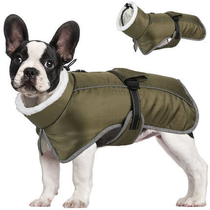 Blue Dog Winter Jacket – Warm, Windproof & Waterproof Pet Coat with Fleece Lining and Reflective Strips for Cold Weather(Size: L).