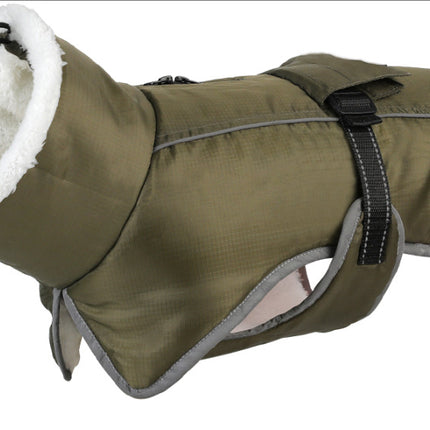 Green Dog Winter Jacket – Warm, Windproof & Waterproof Pet Coat with Fleece Lining and Reflective Strips for Cold Weather(Size: M).