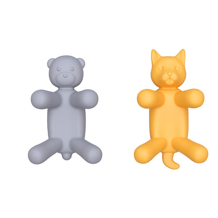 2-Pack Silicone Sponge Holder – Bear and Cat Shaped Dish Rack for Sink, Soap & Scrubber Storage.